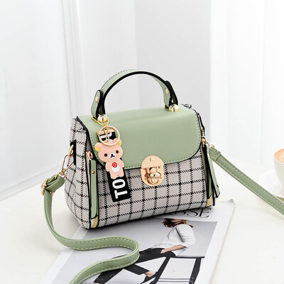 

Bag-lady Stitching Lattice Twisted Bag Korean Hand-held Small Square Bag Single Shoulder Fairy ins Super-hot Bag