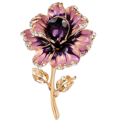 

1 Pc Newest Romantic Diamond Flower Brooch Painted Jewelry for Women Emeral Crystal Pin Brooches Fashion Accessories