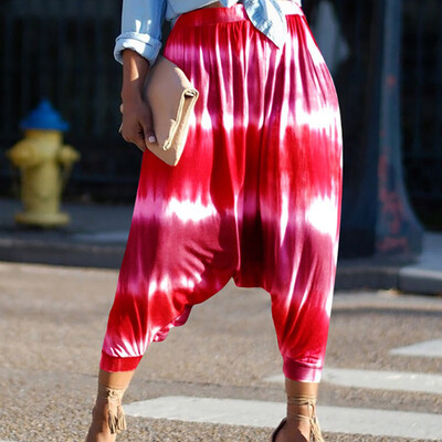 

Tailored Women Casual Striped Workout Mid Waist Printed Harem Pants Elastic Leggings