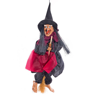 

Siaonvr Witch Hanging Decoration Halloween Props Large Voice Control Ride Broom Witch