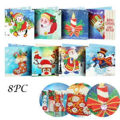 

8pcs DIY Special Shaped Diamond Painting Embroidery Christmas Card Gift