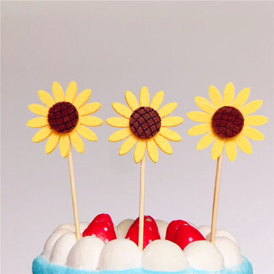 

FUNNYBUNNY Sunflower Cake Baking Decoration Card Plug-in Sun Flower Flag Dessert Table Decoration Card Birthday Cake Topper