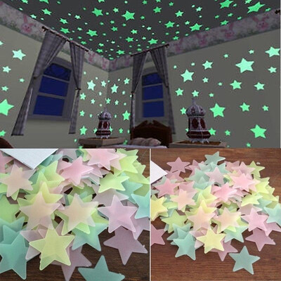 

Gobestart 100PC Kids Bedroom Fluorescent Glow In The Dark Stars Wall Stickers