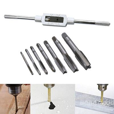 

〖Follure〗Hand Screw Thread Metric Plug Tap Set M3-M12 With Adjustable Tap Wrench 8 Pcs