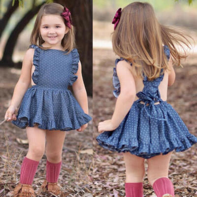 

Canis Dot Baby Girl Dress TuTu Party Summer Sleeveless Skirts Dress Sundress