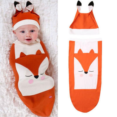 

Cute Fox Newborn Baby Girl Boy Swaddle Wrap Blanket Sleeping BagHat Costume