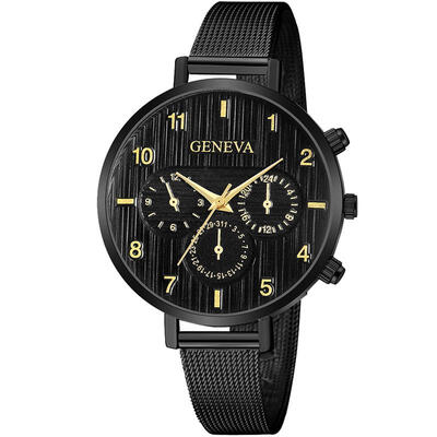 

GENEVA Female Watch Cool Girl Metal Mesh Band Stainless Steel Quartz Writwatch Sport Business Luxury Watches Relogio Feminino