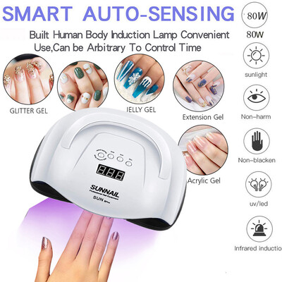 

Toponeto LED UV 80W Nail Dryer Curing Gel Polish Lamp Light Curing Manicure Machine Nail