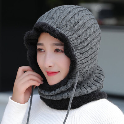 

Winter Men Women Warm Ski Beanie Cap Knit Wool Thick Snow Hat Skull Scarf Balaclava 2 In 1