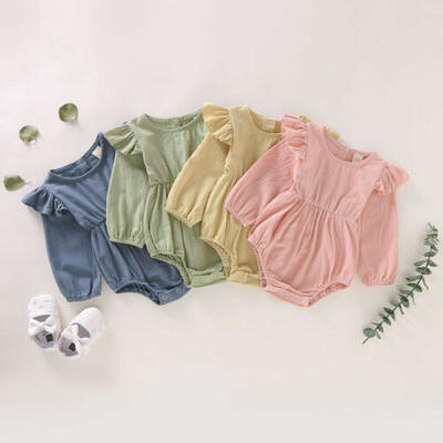

Newborn Infant Baby Girls Solid Color Romper Bodysuit Jumpsuit Playsuit Clothes