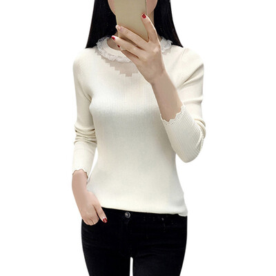 

Soft O-Neck Sweater Women Winter Autumn Lace Knitted Sweaters Christmas Sweater Women Pullover Sweater Pull Femme Jumper