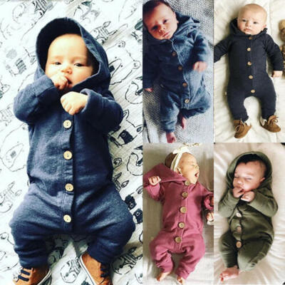 

Newborn Baby Infant Boy Girl Romper Hooded Jumpsuit Bodysuit Outfits Clothes New
