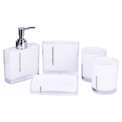 

5PCSet Acrylic Bathroom Accessories Bath Cup Bottle Toothbrush Holder Soap Dish PurpleRedBlackWhite