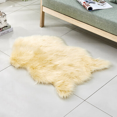 

Gobestart Wool Imitation Sheepskin Rugs Faux Non Slip Bedroom Shaggy Carpet Mats