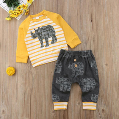 

USA Toddler Baby Boys Girl Animal Top T-shirtHarem Pant Clothes 2Pcs Outfit Set