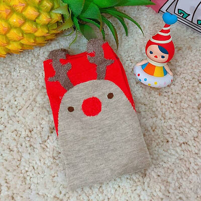 

Cartoon Christmas Santa Claus Elk Deer Sock Unisex Xmas Winter Cotton Socks