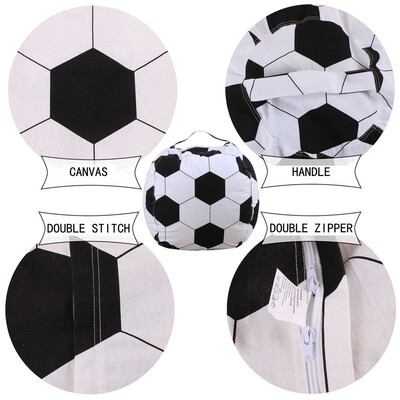

〖Follure〗Kids Stuffed Animal Plush Football Toy Storage Bean Bag Soft Pouch Stripe Fabric