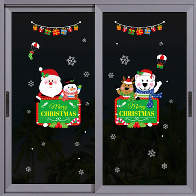 

2020 New Merry Christmas Window Showcase Wall Sticker Decals Santa Claus Xmas Wall Art Removable Home Decor 10 Styles
