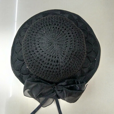 

Korean-style big bow cotton&linen sun-shading basin womens summer beach summer beach folding sun hat tide