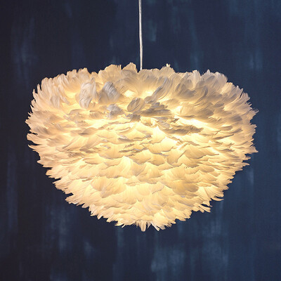 

Siaonvr 157 Modern Pendant Light Feather Shade Chandelier Ceiling Lighting White