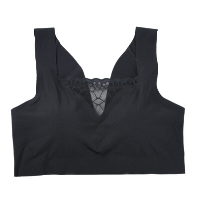 

Seamless Sports Bra Ice Silk Yoga Vest Mesh Stitching Perspective Solid Color Sports Bra