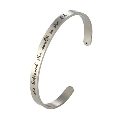 

she Believed she Could so she did Letter Print Open Bracelet Unisex Pair Hand Bracelet Fashion Jewellery hot Gift