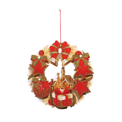 

Tailored 40 cm Christmas Holiday Paper Wreath Door Ornament Garland Decoration