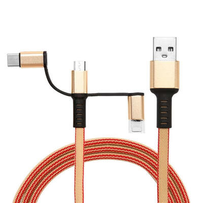 

Universal 1m 3-in-1 USB To Micro USB Lightning Type-C 24A Fast Charging Cable Braided Data Cord For IPhone Android Phones