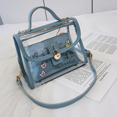 

New small bag handbags new 2019 fashion wild Korean version of the shoulder slung portable transparent chain son package