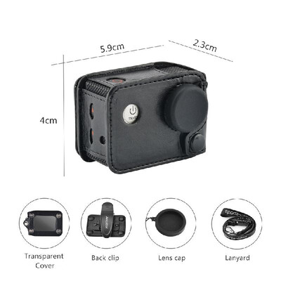 

Andoer Multifunctional Clip-on Sports Camera Protecive Carrying Hanging Case Bag with Neck Lanyard Lens Cap for SJCAM SJ4000 SJ500
