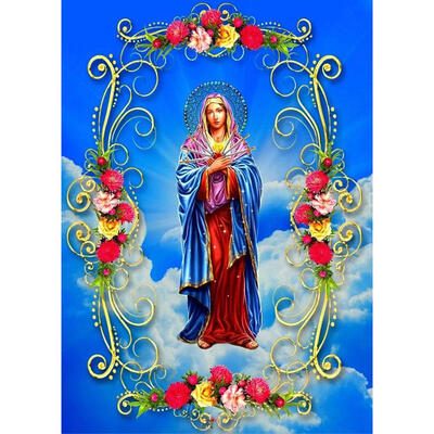 

5D DIY Full Drill Diamond Painting Easter Religion Flowers Cross Stitch Kit