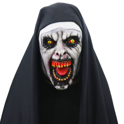 

Halloween Nun Horror Mask Cosplay Scary Latex Masks with Headscarf Full Face Covered Halloween Party Props for Adults Children