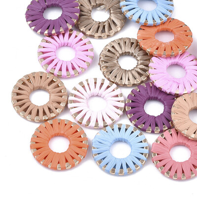 

Handmade Raffia Woven Linging Rings with Alloy Findings Donut Light Gold Mixed Color 205x25mm Inner Diameter 75mm
