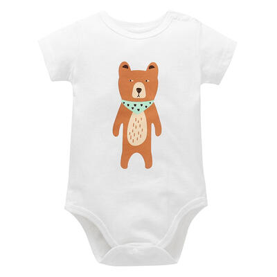 

Cartoon Animal Print Short Sleeve Baby Romper Cotton Infant Basic Jumpsuit