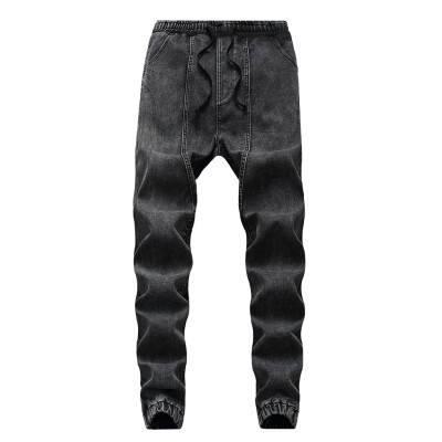 

Gobestart Mens New Fashion Casual Denim Straight Trouser Drawstring Jeans Long Pants