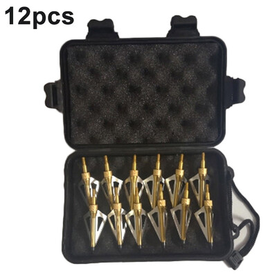 

12Pcs Archery Arrowheads Cut Broadheads Bow Arrow Outdoor With Box Accessories
