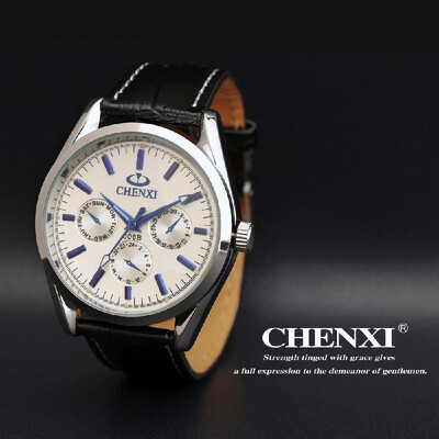 

Good Quality Black PU Leather Analog Quartz Casual Watch Fashion White Dial Plate Men Wristwatch