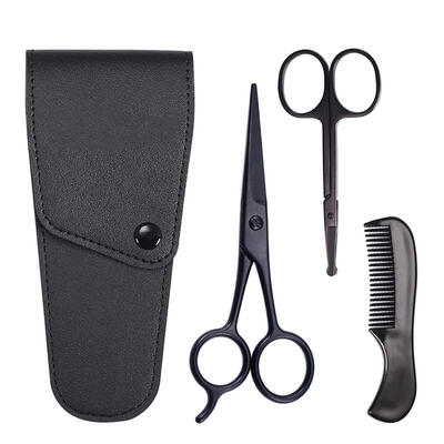 

3pcs Beard Scissor Men Mustache Hair Comb Trimming Grooming Scissors Kit