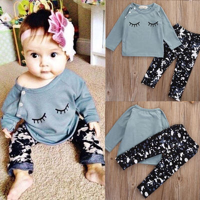 

2Pcs Newborn Infant Baby Girls Tops Long Sleeve ShirtPants Outfits Set Clothes