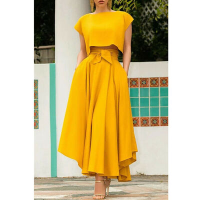 

Sweet Women Vintage High Waist Cocktail Skirt Boho Pleated Long Maxi Skirt