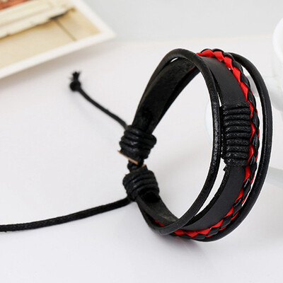 

Retro Fashion Multilayer Leather Wristband Bracelet Cuff Charm Bangle Unisex New