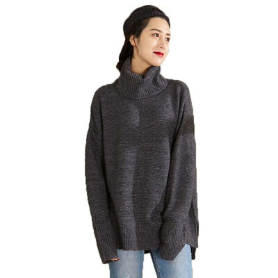 

kunxuan High-necked loose mid-length sweater 73 Acrylic 24 Nylon 3 Spandex Size 16289