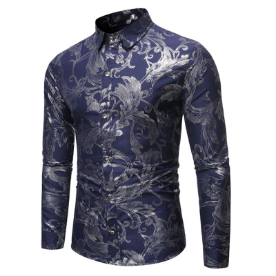 

Tailored Mens Casual Ethnic Style Vintage Printing Slim Long Sleeve Shirt Blouse Tops