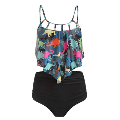 

Roseonmyhand Women Bikini Set Swimsuit High Waist Dinosaur Print Bathing Suit Beach Swimwear