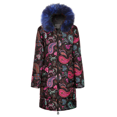 

Toponeto Womens Winter Print Long Down Cotton Ladies Hooded Coat Quilted Jacket Outwear