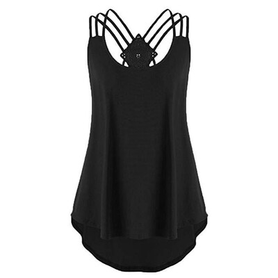 

Womens Casual Solid Color Tops Sling Sexy Sleeveless Tunic Blouse Loose Vest
