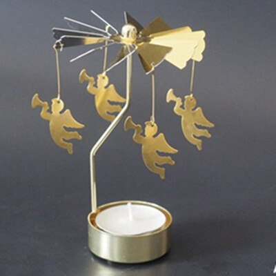 

Gobestart Hot Spinning Rotary Metal Carousel Tea Light Candle Holder Stand Light Xmas Gift