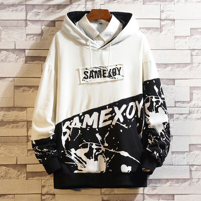 

Toponeto Mens Casual Fashion Printing Patchwork Hoodie Long Sleeves Sweatershirt Tops