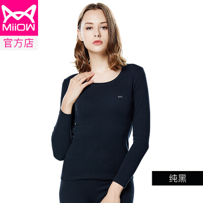 

Cat Man MiiOW thermal underwear men&women Qiuyi Qiuku warm clothes cotton Shut down thick round neck men&women based bottoming shirt V suit fashion warm clothes pure black female