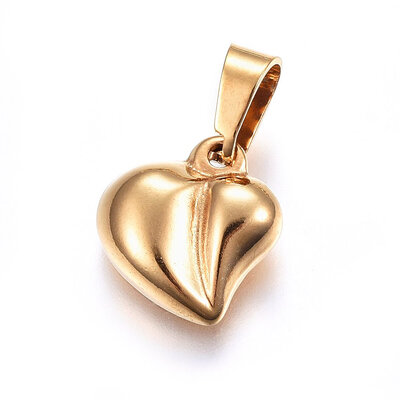 

304 Stainless Steel Charms Large Hole Pendants Heart Golden 14x135x4mm Hole 7x4mm